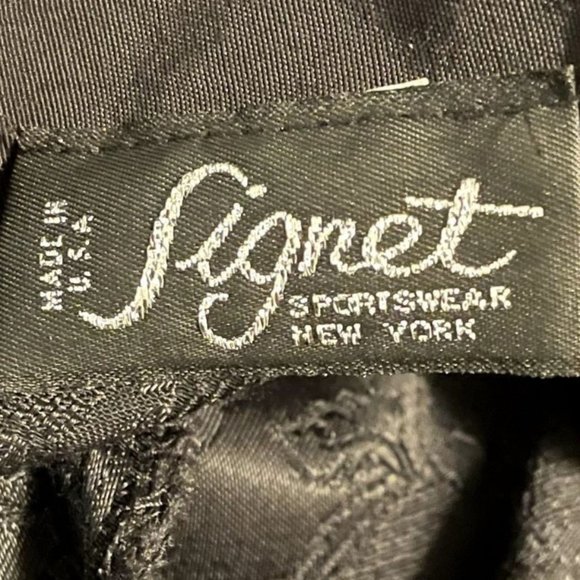 80s Vintage Signet Black Rayon Lace Print Jacquard One Button Long Sleeve Jacket - Picture 5 of 6